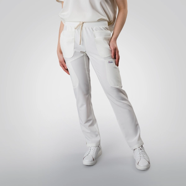 Pantaloni medicali albi de damă Cutzarida