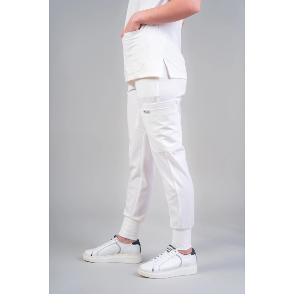 Pantaloni medicali albi de damă Stone