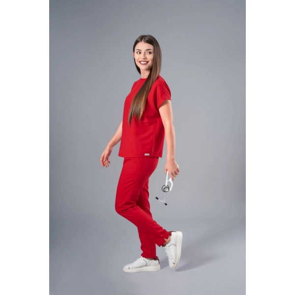 Costum medical roșu de damă Crumpler