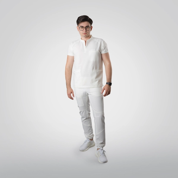 Costum medical alb bărbați Hunter