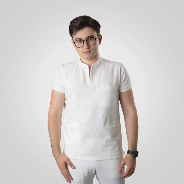 Costum medical alb bărbați Hunter