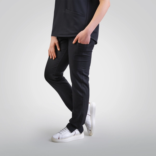 Pantaloni medicali negri de damă Chieu TALL