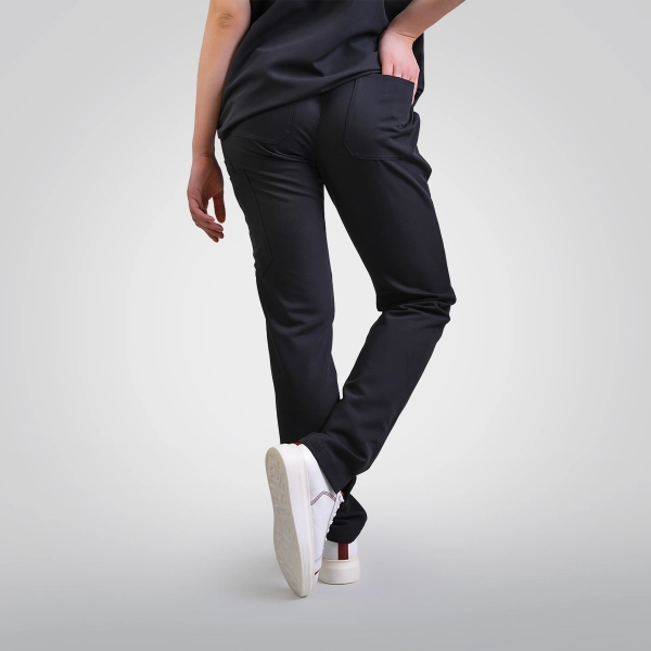 Pantaloni medicali negri de damă Chieu TALL