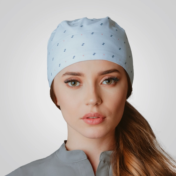 Bonetă medicală print alb 1 de damă