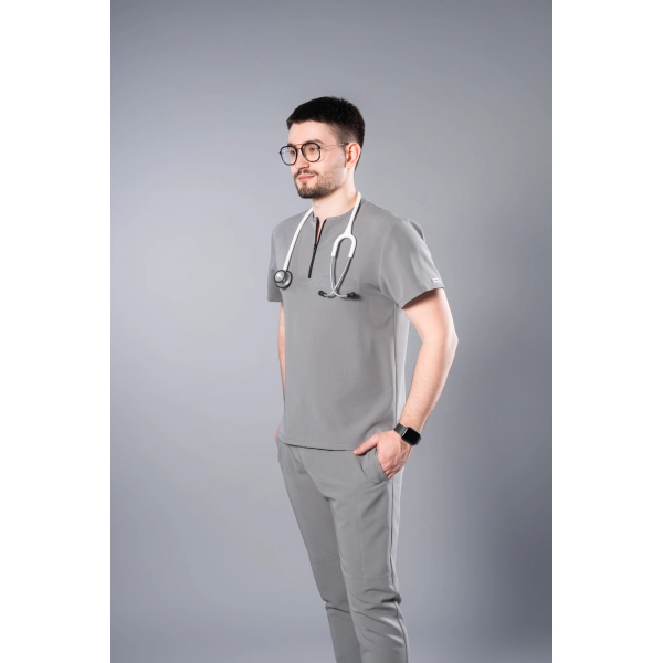 Costum medical gri bărbați Obi
