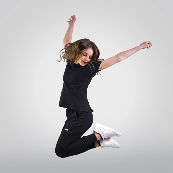 Costum medical negru de damă Stone