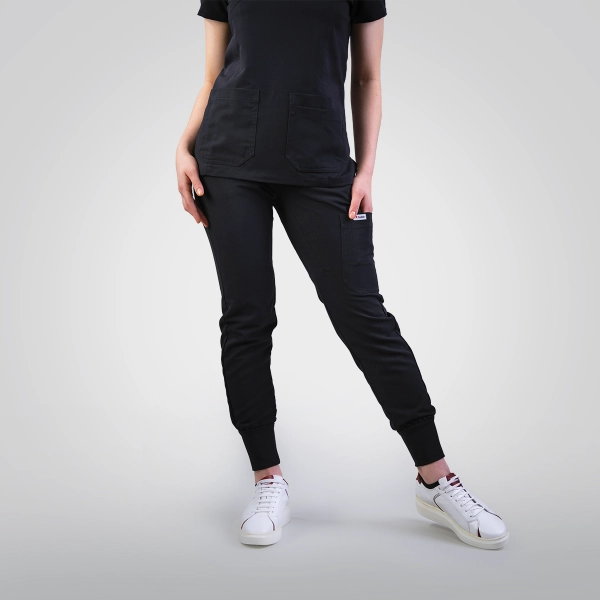 Costum medical negru de damă Stone