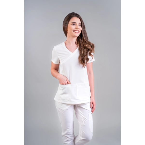 Costum medical alb de damă Stone