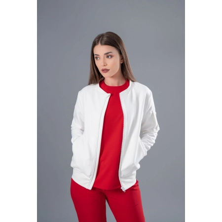 Jachetă Bomber albă medicală de damă
