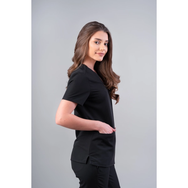 Bluză medicală neagră de damă Okami