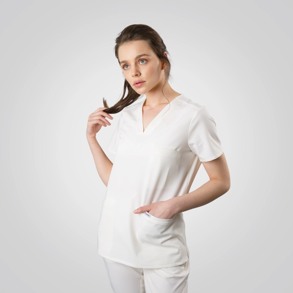 Bluză medicală albă de damă Okami