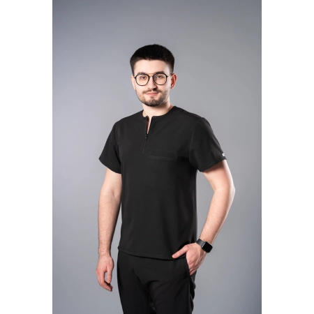 Bluză medicală neagră bărbați Obi