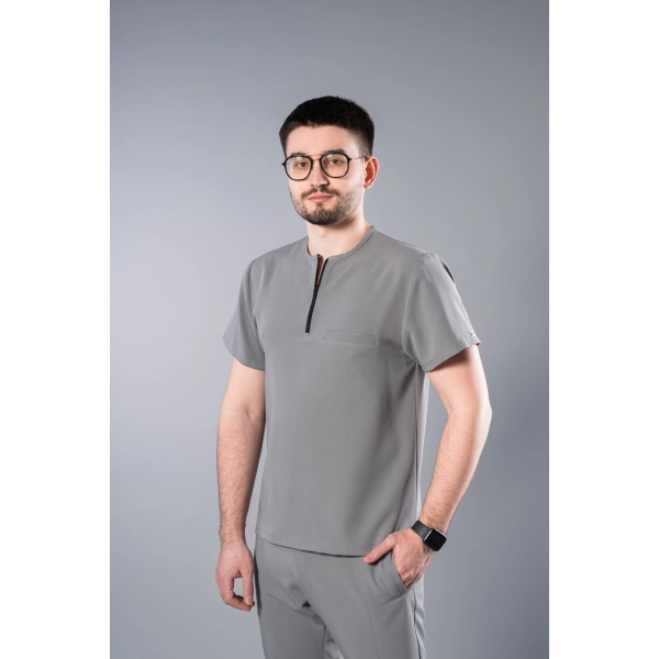 Bluză medicală gri bărbați Obi