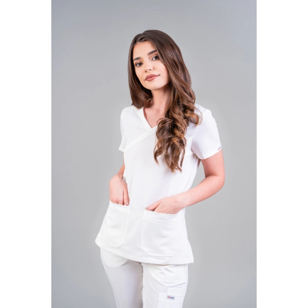 Bluză medicală albă de damă Stone