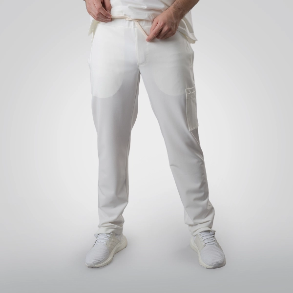 Pantaloni medicali albi bărbați Harvey