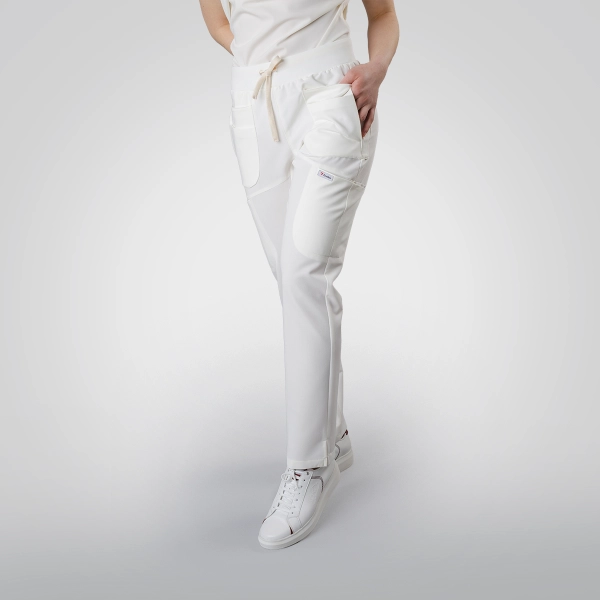 Pantaloni medicali albi de damă Cutzarida
