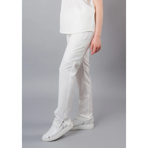 Pantaloni medicali albi de damă Chieu