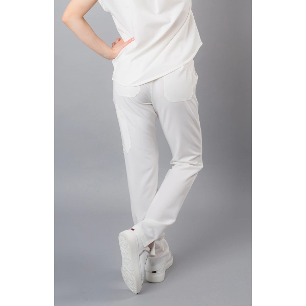 Pantaloni medicali albi de damă Chieu