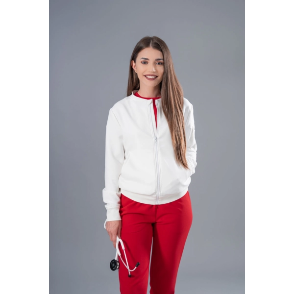 Jachetă Bomber albă medicală de damă