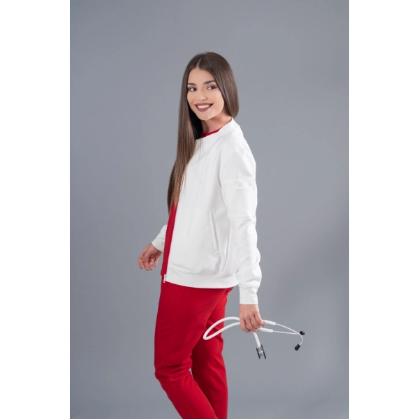 Jachetă Bomber albă medicală de damă