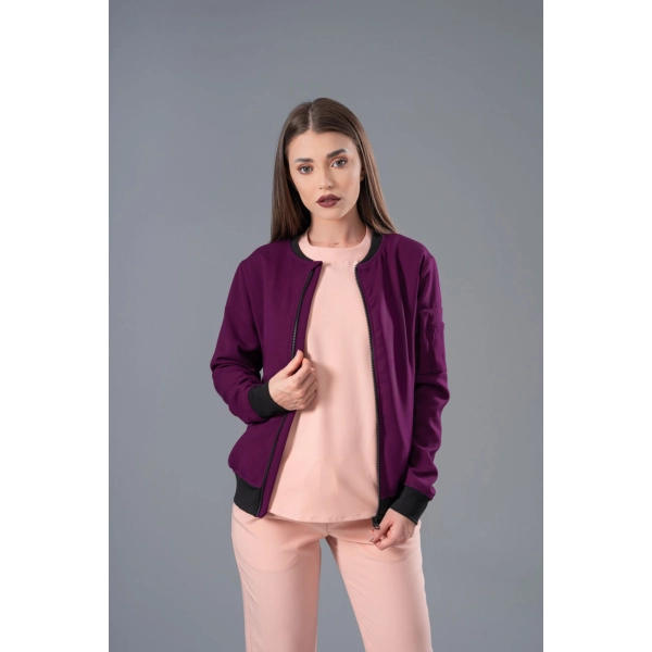 Jachetă Bomber magenta medicală de damă