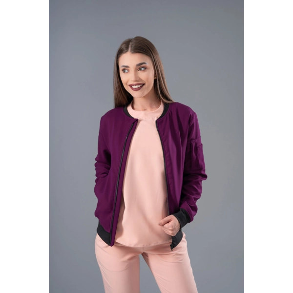 Jachetă Bomber magenta medicală de damă