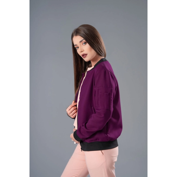 Jachetă Bomber magenta medicală de damă