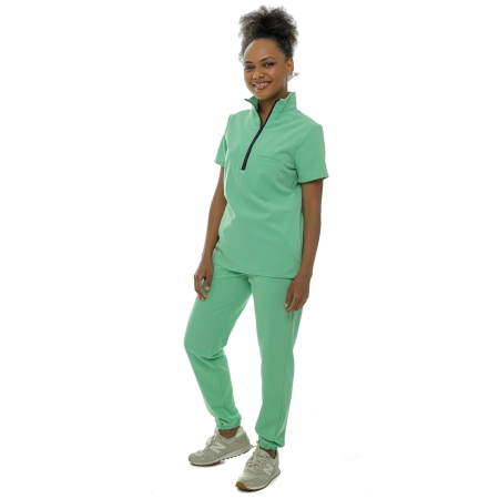 Costum medical verde crud de damă Leia