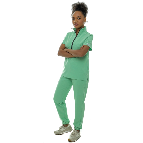 Costum medical verde crud de damă Leia